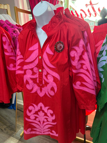 NWT Red Tunic with Pink Appliqué Dress