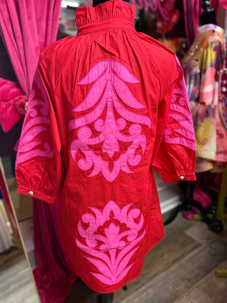 NWT Red Tunic with Pink Appliqué Dress
